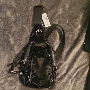 Maurices Shiny Black Crossbody Bag